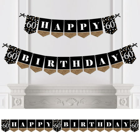 Adult 60th  Birthday  Gold Birthday  Party  Bunting Banner 