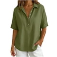 thumbnail image 4 of Zekutng Womens Summer Tops Button-Down Collar Cotton Breathable Short-Sleeve Top,Sizes S-3XL, 4 of 6