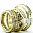 thumbnail image 2 of TAAPSEE JEWELS White Marquise Cut Diamond 14K Yellow Gold Plated His & Her Trio Ring Set, 2 of 3