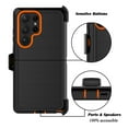 thumbnail image 4 of Takfox for Samsung Galaxy S23 Ultra/S23 Plus/S23 Case with Belt Clip Holster Military Grade Heavy Duty Protection 3 in 1 Shockproof Armor Rugged Durable for Galaxy S23 Ultra Phone - Black+Orange, 4 of 6