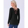 thumbnail image 4 of DARING DIVA Long Sleeves Pullover Solid Round Neck Pajama Tops S Black, 4 of 5
