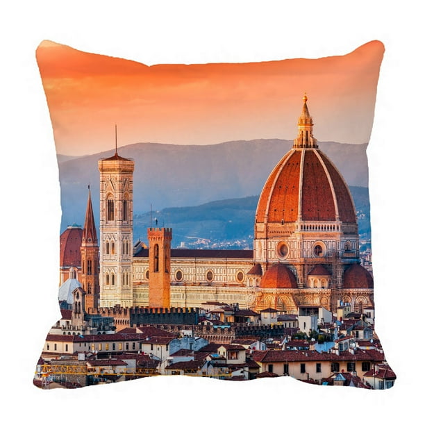 Phfzk Cityscape Pillow Case Sunset View On Florence And Duomo Cathedral Italy Pillowcase Throw Pillow Cushion Cover Two Sides Size 20x20 Inches Walmart Com Walmart Com