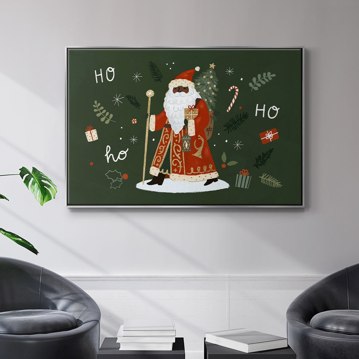 Little St. Nick Collection A - Framed Gallery Wrapped Holiday Canvas - 25 x 37 - Silver Frame