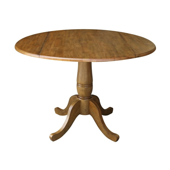 42" Round Dual Drop Leaf Pedestal Table 29.5"H - Pecan