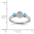 thumbnail image 5 of 925 Sterling Silver Stackable Expressions Dbl Round Blue Topaz & Dia. Ring Size: 8; for Adults and Teens; for Women and Men, 5 of 5