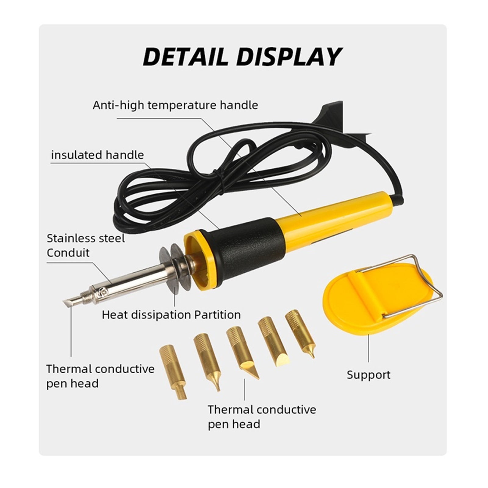 30W Electric Soldering Iron Pen Wood Burning Pen Set Pencil Burner With Brass Tips and Accessories Diy Tools Burning Brush ,Precise Temperature Adjustment