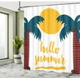 thumbnail image 5 of Ambesonne Saying Shower Curtain, Calligraphy Hello Summer, 69"Wx70"L, Teal Redwood Yellow, 5 of 5