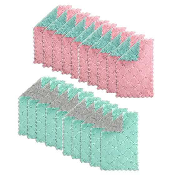 20 Pack Kitchen Dish Cloths Absorbent Coral Velvet Dishtowels, Microfiber Cleaning Cloth, Non-Stick Oil Cloths, for Cleaning Dishes, Kitchen, Bathroom, Car
