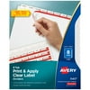 Avery Print & Apply Clear Label Dividers, Index Maker Easy Apply Printable Label Strip, 8 White Tabs (11417)