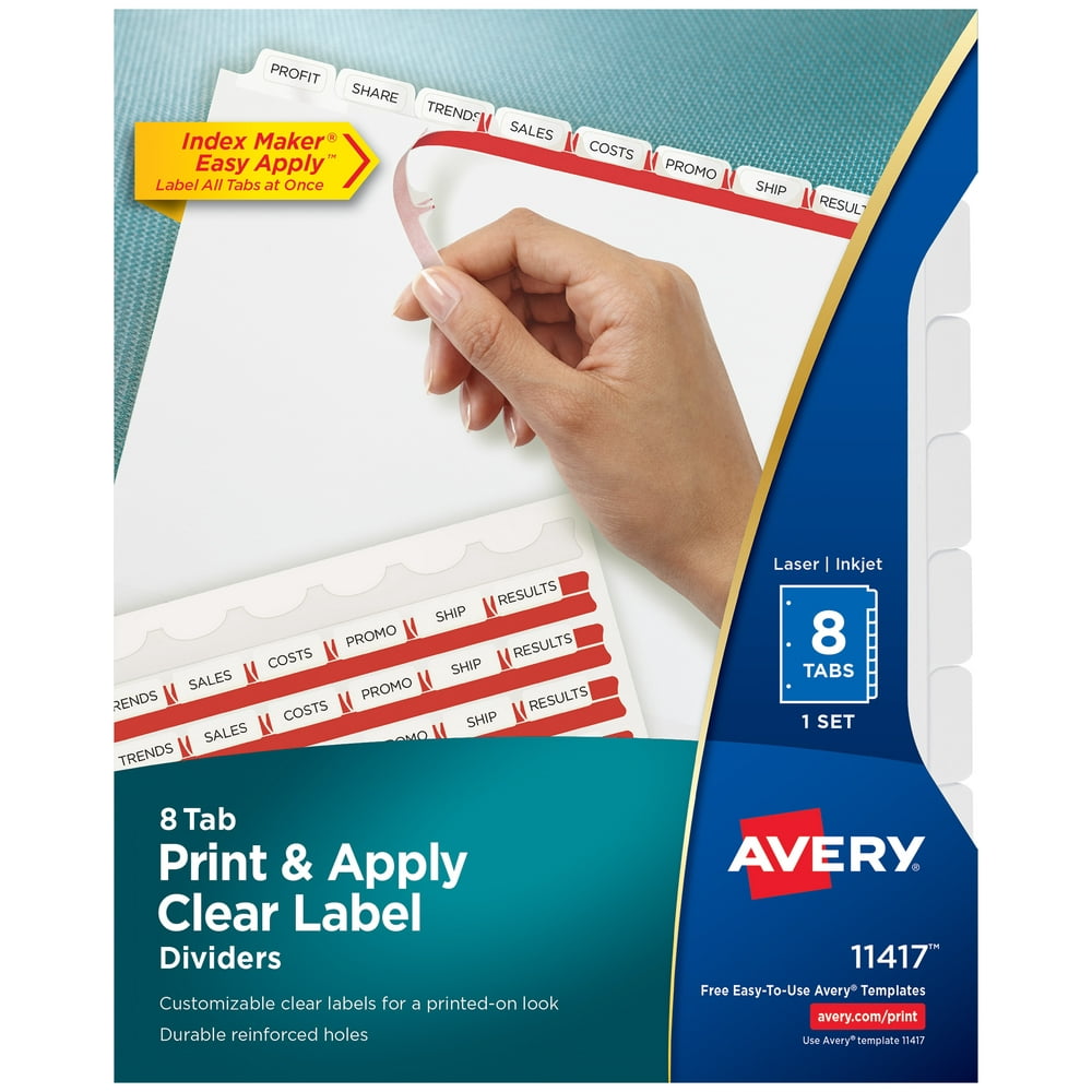 Avery Print & Apply Clear Label Dividers, Index Maker Easy Apply