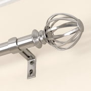 Lumino 1 Plated Brushed Nickel Regis Cage Adjustable Single Curtain Rod Set, 42-120
