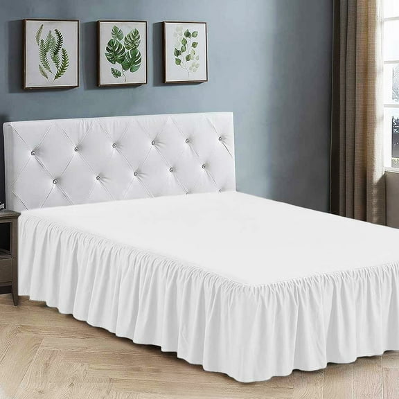 Full Bed Skirt Ruffled 15 Inch Drop Split Corners Microfiber