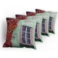 thumbnail image 5 of Ambesonne Autumn Throw Pillow Cover 4 Pack, Fall Ivy on Old House, 24", Red Mint Green, 5 of 7
