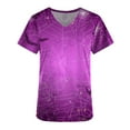 thumbnail image 5 of Shldybc Womens Halloween Nursing Scrubs Tops Working Uniform Short Sleeve V Neck Pumpkin Spiders Ghost Holiday Print Tunic Scrubs Workwear Blouse Scrubs Tops with Pockets-Purple, 5 of 5