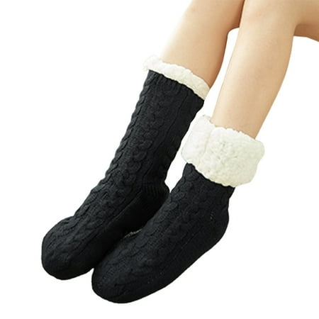 

HEQU Women s winter socks thickened warm soft cotton socks home non-slip bedroom shoes Christmas gift fluffy socks
