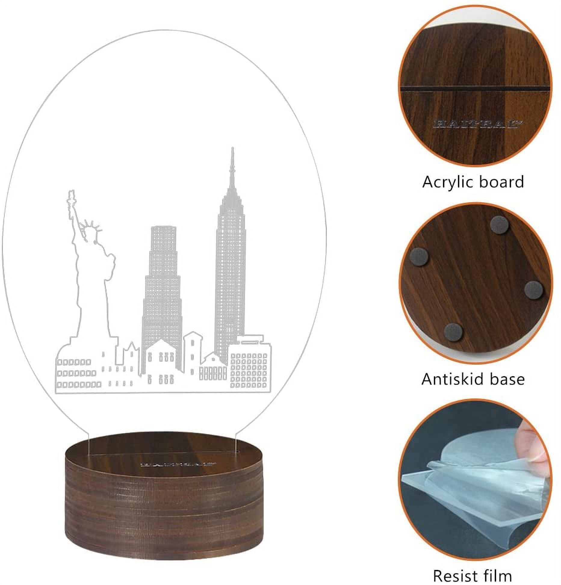 Oumilen Wooden Brown Night Light Table Kids Gift Home Decoration