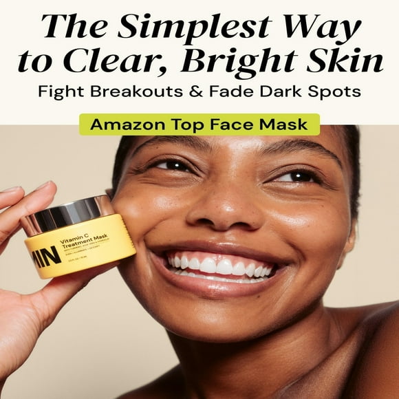 Clay Mask,Face Masks Skincare,Gleamin Vitamin C Clay Mask for Dark Spots,10-Minutes Turmeric Clay Face Mask Skin Care,Deep Cleansing Pores,Facial Improves Uneven Tone,with Mask Brush,2.5 Oz