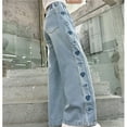 thumbnail image 5 of SGMVNU Girls Fashion Cute Personality Pants Elastic Waist Wide Leg Jeans Casual Pants with Pockets for A Stylish Style Cute Pants for Girl(Size 5-6 Years,Sky Blue), 5 of 7
