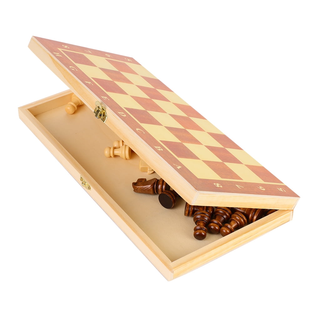 Greensen Portable Wooden Chessboard Folding Board Chess Game for Party