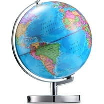 LED Illuminated Globe of The World with Sturdy Chrome Rotating Display Stand - 3 in 1 Educational Geography Map, Light Up Earth Constellation Globe STEM for Kids & Adults| Nightlight, 11 Inch Tall