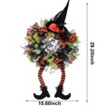thumbnail image 2 of ZOELNIC Halloween Witch Wreath, 29.25 Inch Halloween Wreaths for Front Door Witch Hat Two Long Legs, Halloween Wreath for Halloween Decorations Indoor Outdoor, 2 of 7