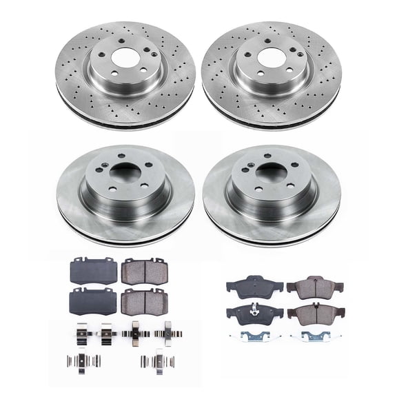 Ultimate Brakes Front and Rear Ceramic Brake Pad and Rotor Kit with Hardware WM81242