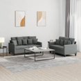 thumbnail image 1 of vidaXL 2 Piece Sofa Set with Cushions Dark Grey Fabric, 1 of 4