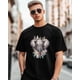 thumbnail image 1 of Camisetas de manga corta con estampado de elefante y flores para hombre, camisetas de cuello redondo, 1 of 8