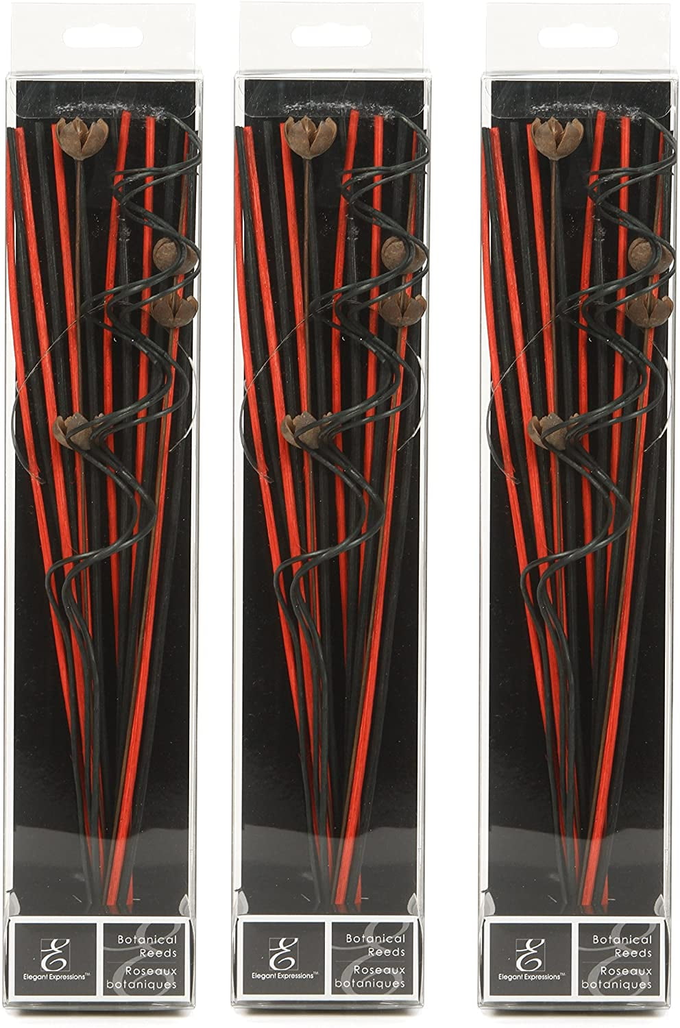 Hosley Set of 3 Botanical Diffuser Reeds Red and Black 12.5 Inch High