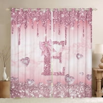 Homewish Bling Bowknot Monogrammed Black Out Curtains, Romantic Initial E Letter Curtains Pack of 2 (42x63 Each), Dreamy Princess Style Bedroom Curtains, Black Out Curtains Decor