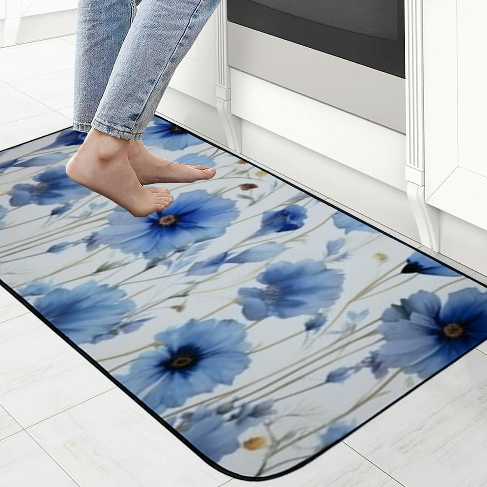 PHYHOO Daisy Door Mat Entrance Rugs Indoor, Blue Welcome Doormat Decorative Home Floor Mat, Non Slip Rubber Back and Absorption for Outdoor Indoor Entrance Decor 19.68*47.24 in