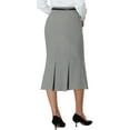 thumbnail image 4 of INSPIRE CHIC Women's Work Solid Skirt Below Knee Lenght Fishtail Skirts with Belt 2XL Grey, 4 of 7