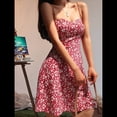 thumbnail image 4 of Vestido Corto de Verano con Estampado Floral y Tirantes en Forma de A para Mujer Rojo L, 4 of 10