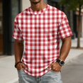 thumbnail image 5 of JULMCOMO Waffle Knit Shirts for Men Striped Crew Neck Short Sleeve Casual Summer T Shirt Loose Fit Comfy Classic Tees Cyan 3XL, 5 of 6