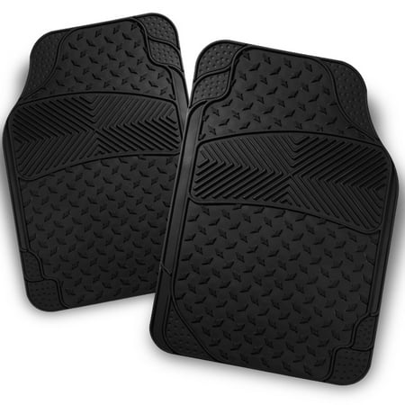 All Weather Metal Style Black Car Front Floor Mats 2 Pieces Liner Heavy