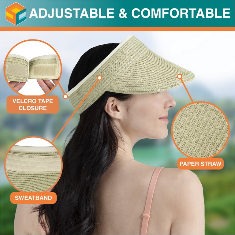 SUN CUBE Women Straw Visor Hat, Wide Brim Sun Visor for  display picture 1