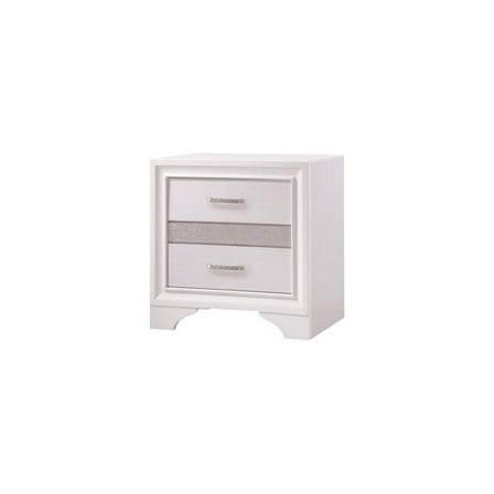 Victorian Nightstand Wooden Night Table with Jewelry Tray, White Finish Bedroom Furniture