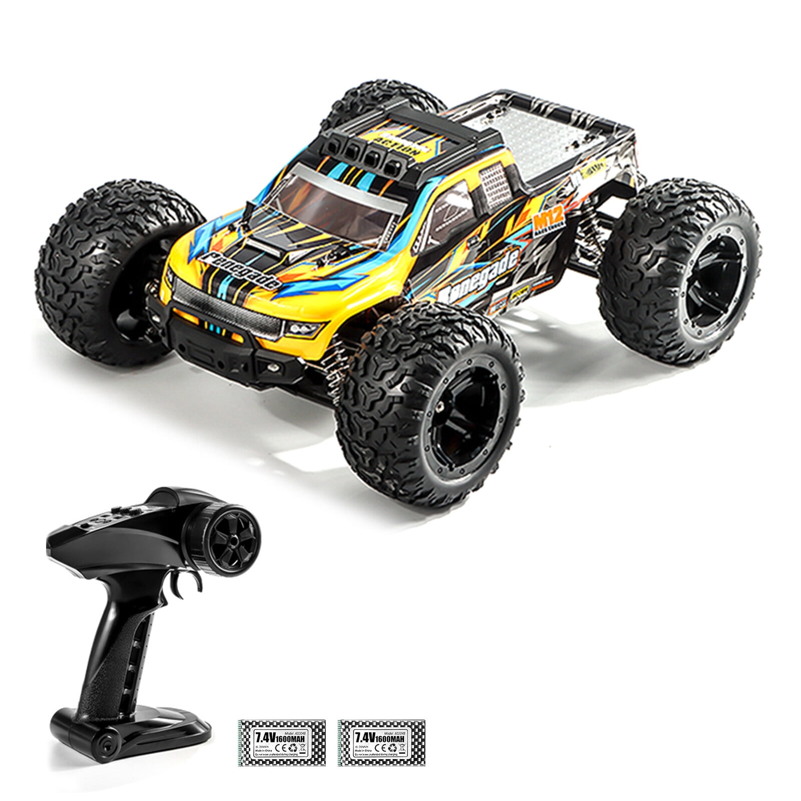 1:10 Scale Remote Control Car, 45km/h High-Speed 4WD Electric Racing Car for Kids & Adults, 2.4GHz Remote Control Off-Road Vehicle with LED Headlights, Brushless Motor, Two Rechargeable Batteries