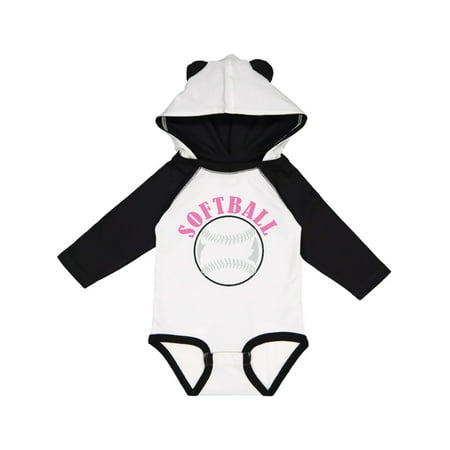 

Inktastic Pink Softball For Girls Gift Baby Girl Long Sleeve Bodysuit