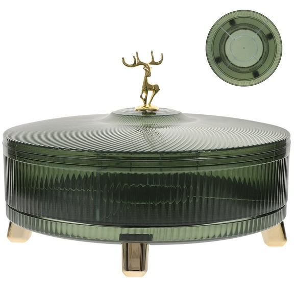 WHAMVOX  Nuts Storage Case Candy Container Dried Divided Serving Tray with Lid Green