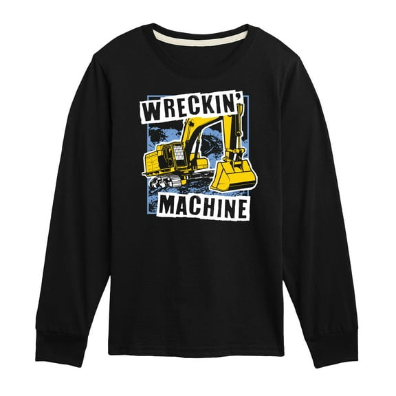 Instant Message - Wreckin Machine Excavator - Toddler & Youth Long Sleeve Graphic T-Shirt