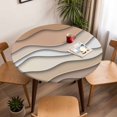 thumbnail image 5 of Ombre Brown Elastic Fitted Round Table Cover Abstract Geometric Waterproof Outdoor Tablecloth for Holiday Party, Picnic, Patio & Dining Fits Tables Up to 55"-60", 5 of 8