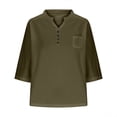 thumbnail image 4 of Timegard Hauts d'Été pour Femmes Col Montant Boutons Ample Léger Décontracté Manches Courtes Blouse, 4 of 6