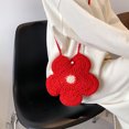 thumbnail image 3 of Bolsos de hombro de punto para mujer, bandolera de flores de paja para la playa, monedero para teléfono (rojo) Likrtyny Para estrenar, 3 of 9