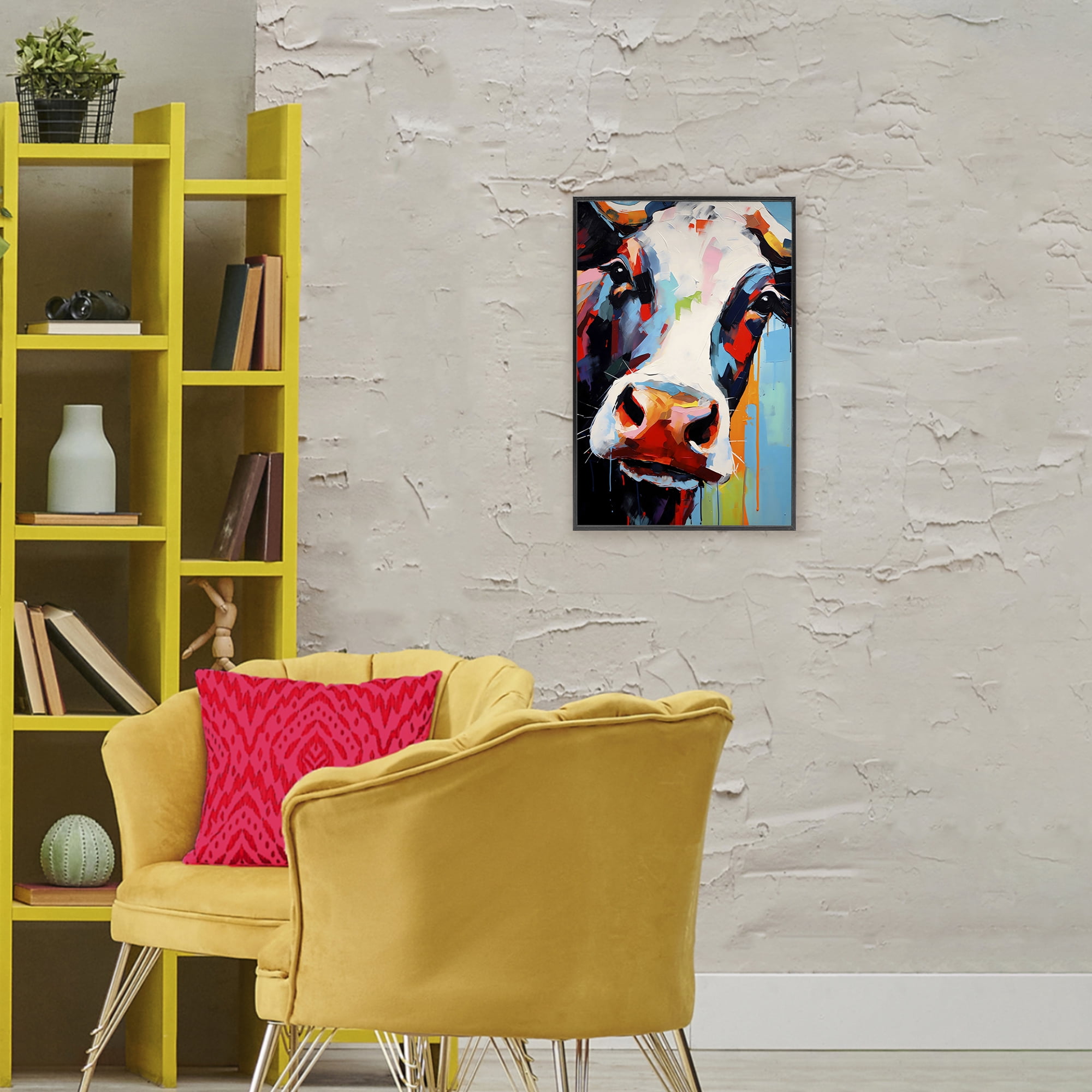 Stupell Industries Cow Of Many Colors Black Framed Giclee Art, design by Creative Studio