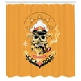 thumbnail image 3 of Ambesonne Skull Smoking Shower Curtain, Sailor Skeleton Head, 69"Wx75"L, Pale Orange Multicolor, 3 of 5