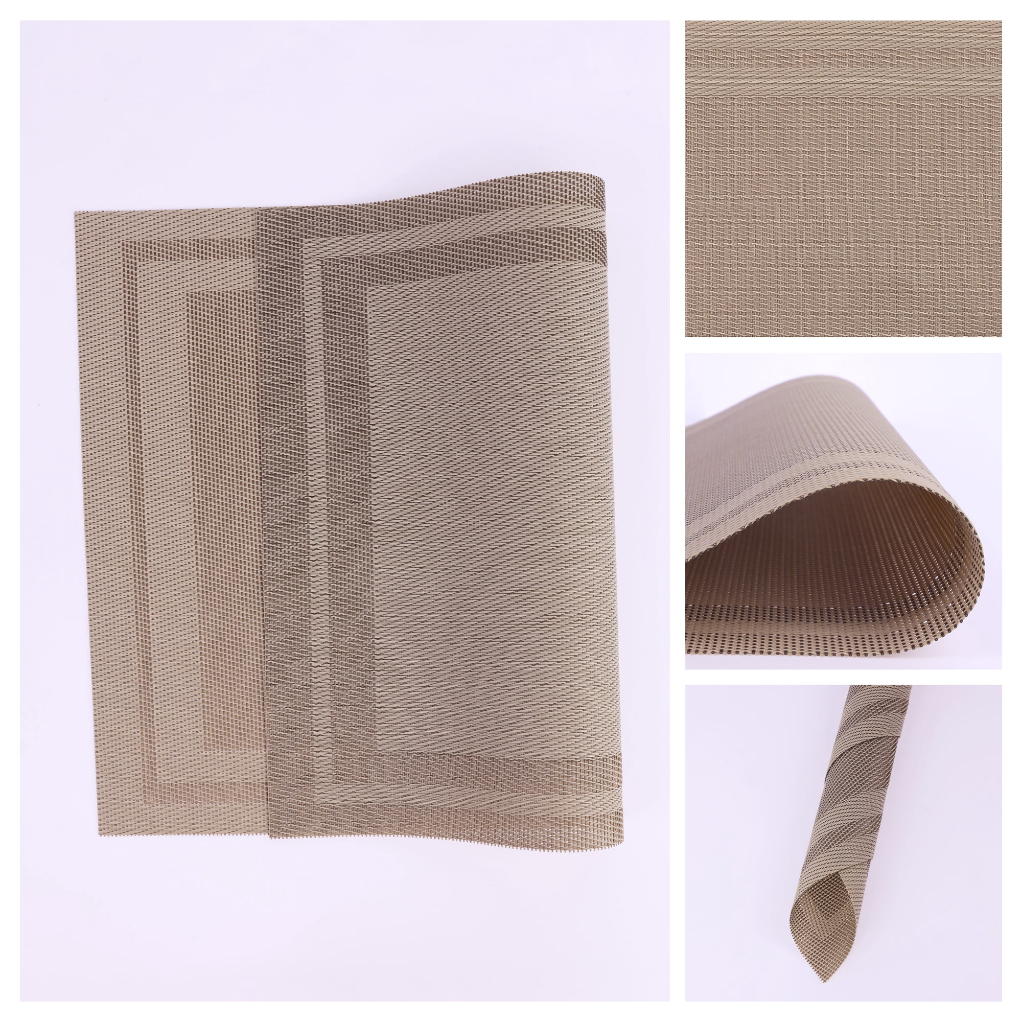 Unique Bargains Vinyl Placemats for Table Decor Washable Table Placemats 8pk Gold 18x12in