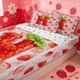 thumbnail image 3 of meiyoeat Strawberry H Initial Zipper Full Size Comforter Sets with Fitted Sheet and 2 Pillowcases for Girls, Fruit Flower Zipper Bedding Set, Red Pink, Polkadot Reversible, 4pcs, 3 of 6