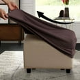 thumbnail image 5 of Square Ottoman Covers Slipcover Stretch Comfortable Jacquard Fabric with Elastic Bottom Form Fit Furniture Protector for Footrest Pouffe Foot Stool Storage, Removable Washable Spandex, 5 of 5