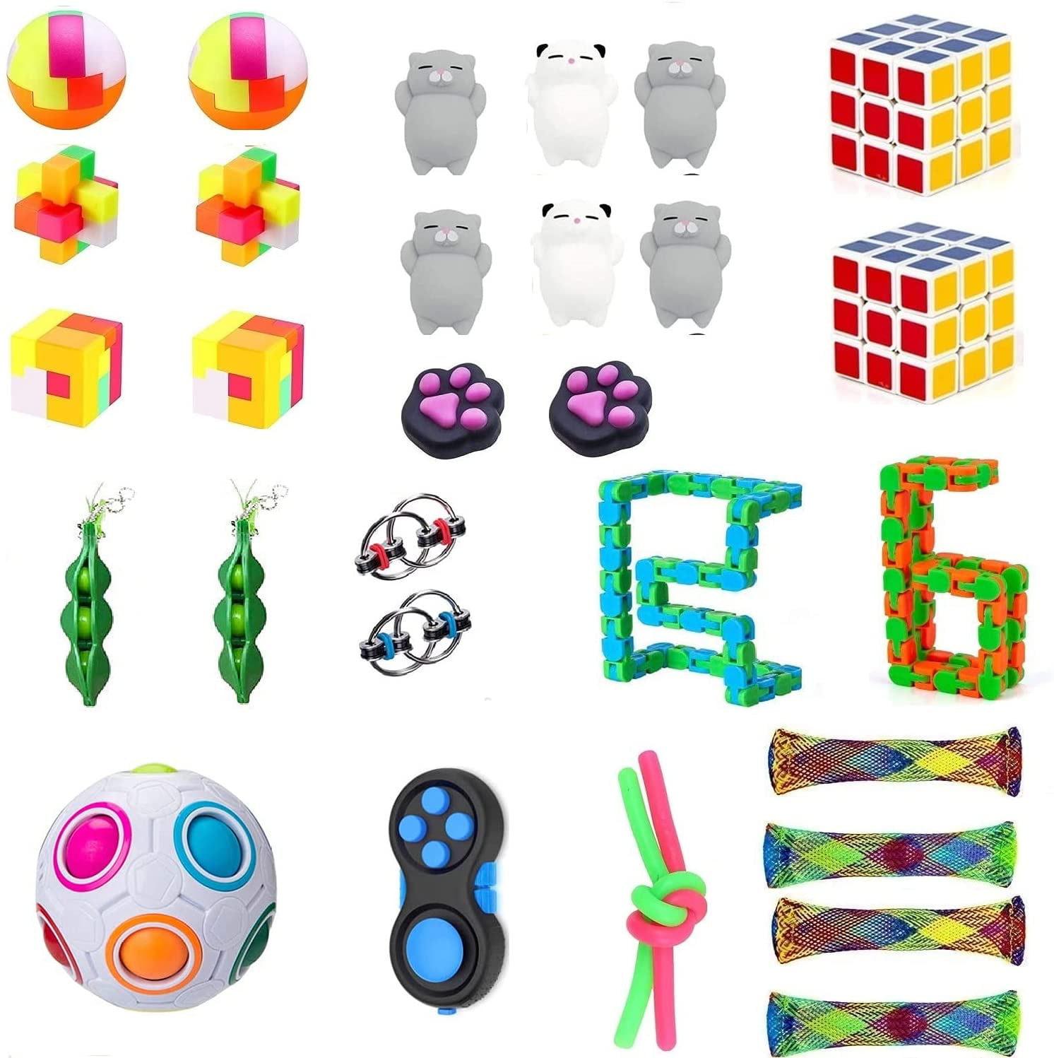 Details about   32 Pack Bundle Sensory Fidget Toys Set Stress Relief AND Anti-Anxiety Tools NEW 